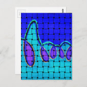 Carte Postale Abstrait bleu français avec texture tissée (Devant / Derrière)