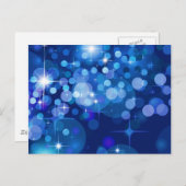 Carte Postale Abstrait Bokeh Stars Arrière - plan ROYAL BLUE CIR (Devant / Derrière)