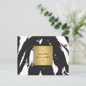 Carte Postale Abstrait Brosse noire avec logo Gold Name (Debout devant)