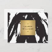 Carte Postale Abstrait Brosse noire avec logo Gold Name (Devant / Derrière)