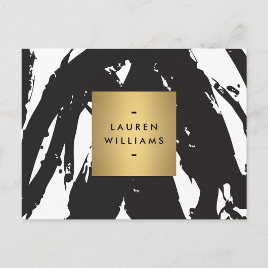 Carte Postale Abstrait Brosse noire avec logo Gold Name (Devant)