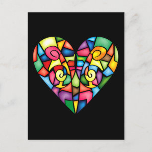 Carte Postale Abstrait coeur coloré