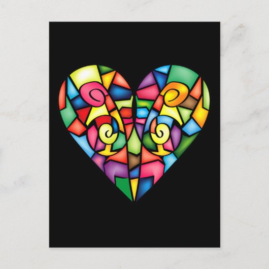 Carte Postale Abstrait coeur coloré (Devant)