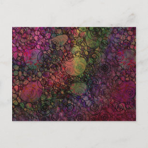 Carte Postale Abstrait Coloré avec Cercles Noirs et Grungy