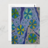 Carte Postale Abstrait cosmique bleu et gris (Devant / Derrière)