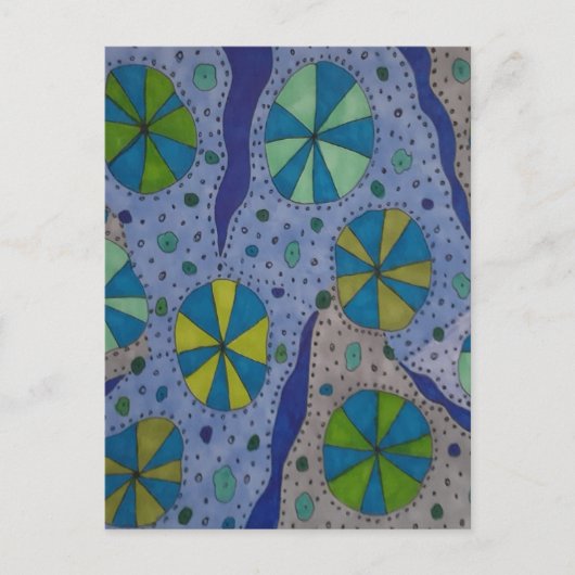 Carte Postale Abstrait cosmique bleu et gris (Devant)