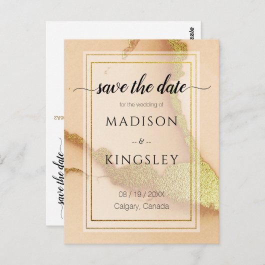 Carte Postale Abstrait de corail moderne 💡 Mariage d'huile d'en (Devant / Derrière)