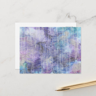 Carte Postale Abstrait Encre Alcoolique Lavande avec Lignes Fine
