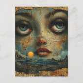 Carte Postale Abstrait Face Blue Eyes Grunge Beach (Devant)