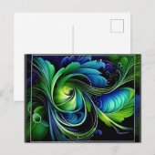 Carte Postale abstrait feuillu bleu vert (Devant / Derrière)