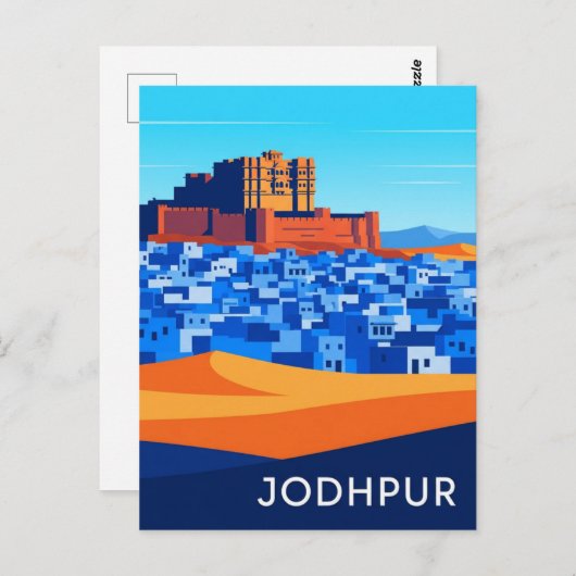 Carte Postale Abstrait Jodhpur Inde Maisons bleues (Devant / Derrière)