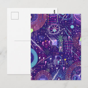 Carte Postale Abstrait Maximaliste sur Fond Violet