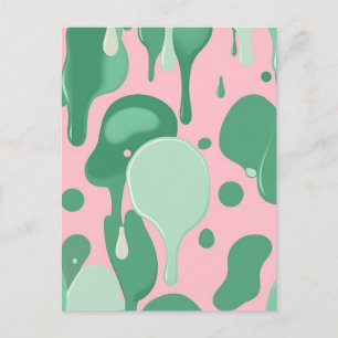 Carte Postale Abstrait motif goutte à goutte rose menthe verte f