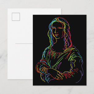 Carte Postale Abstrait Néon Mona Lisa Ligne Artistique