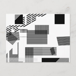 Carte Postale Abstrait noir blanc moderne carré motif rayé
