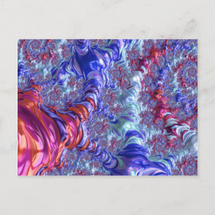 Carte Postale Abstrait Numérique Fractal Coloré Trippy Groovy