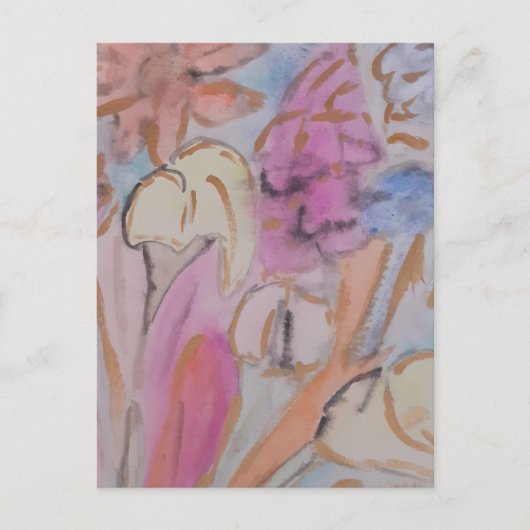 Carte Postale Abstrait Pastel Floral (Devant)