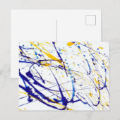 Carte Postale Abstrait plateau de peinture bleu et jaune (Devant / Derrière)