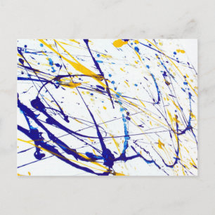 Carte Postale Abstrait plateau de peinture bleu et jaune