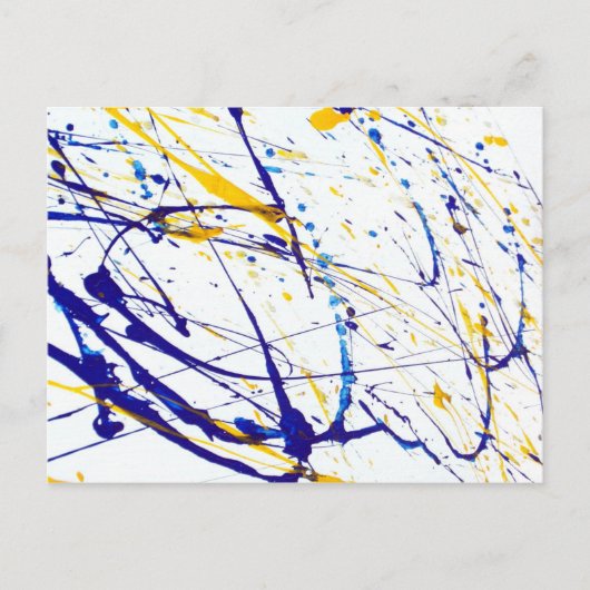 Carte Postale Abstrait plateau de peinture bleu et jaune (Devant)