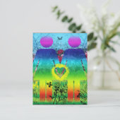 Carte postale, Abstrait Rainbow Grunge Heart Love (Debout devant)