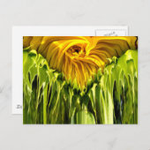 Carte Postale Abstrait tournesol rétro funky, géométrie effrayée (Devant / Derrière)