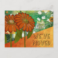 Abstrait Vert et Orange Floral Nouvelle adresse