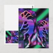 Carte Postale Abstrait violet Kokopelli (Devant / Derrière)