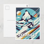 Carte Postale Abstrait Zermatt Suisse Skier (Devant / Derrière)
