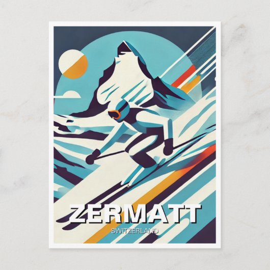 Carte Postale Abstrait Zermatt Suisse Skier (Devant)