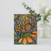 Carte postale Abstraite aux fleurs et aux papillon (Debout devant)
