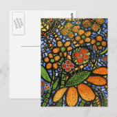 Carte postale Abstraite aux fleurs et aux papillon (Devant / Derrière)