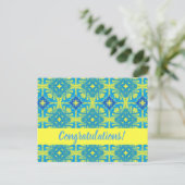Carte postale Abstraite bleue et jaune (Debout devant)