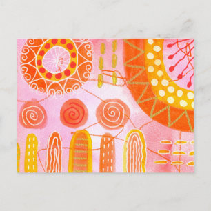 Carte postale abstraite Corail Orange