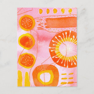 Carte postale abstraite Corail Orange
