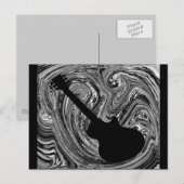 Carte postale Abstraite de guitare, noir et blanc (Devant / Derrière)