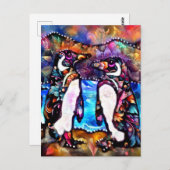 Carte Postale Abstraite famille de pingouins lunaires colorés fl (Devant / Derrière)
