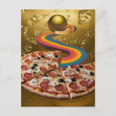 Carte postale Abstraite Rainbow Gold Sci-fi Pizza (Devant)