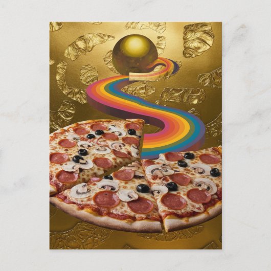 Carte postale Abstraite Rainbow Gold Sci-fi Pizza (Devant)