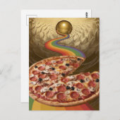 Carte postale Abstraite Rainbow Gold Sci-fi Pizza (Devant / Derrière)