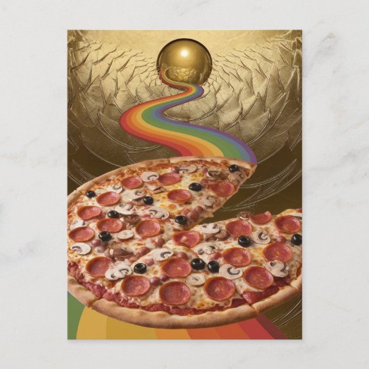Carte postale Abstraite Rainbow Gold Sci-fi Pizza (Devant)