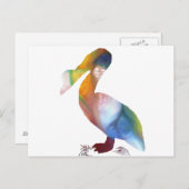 Carte Postale Abstraite silhouette pélicane. (Devant / Derrière)