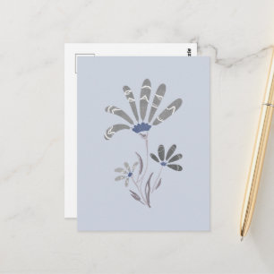 Carte Postale Abstraites Fleurs psychédéliques en niveaux de gri