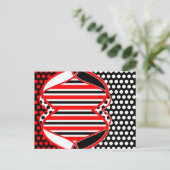 Carte Postale Abstraits rayures et points en noir rouge blanc - (Debout devant)