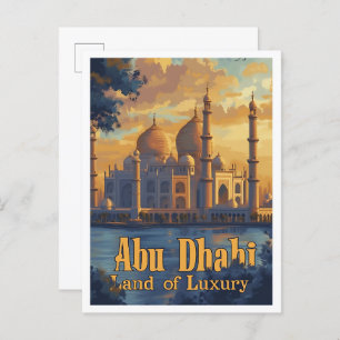 Carte Postale Abu Dhabi EAU Illustration de voyage d'art Vintage
