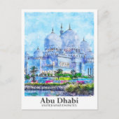 Carte Postale Abu Dhabi UAE Voyage Aquarelle main tirée (Devant)