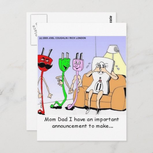 Carte Postale AC/DC câblage drôle relation gai/lesbienne cadeaux (Devant / Derrière)