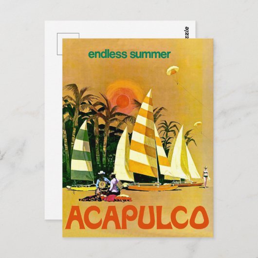 Carte Postale Acapulco, des bateaux à voile d'été interminables  (Devant / Derrière)