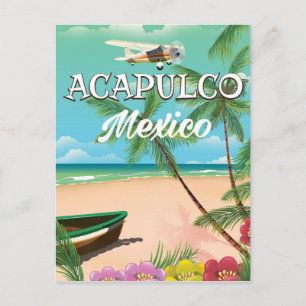 Carte Postale Acapulco Mexique Affiche de voyage Vintage