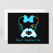 Carte Postale Accept Understand Love Autism Awareness - Mouse Au (Devant / Derrière)